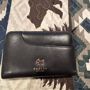 Radley London Black Leather Wallet with Rose Gold Logo